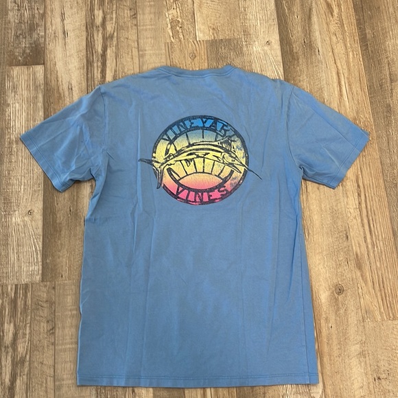 Vineyard Vines Tee XS light blue with Marlin on pocket and back. - Picture 4 of 5